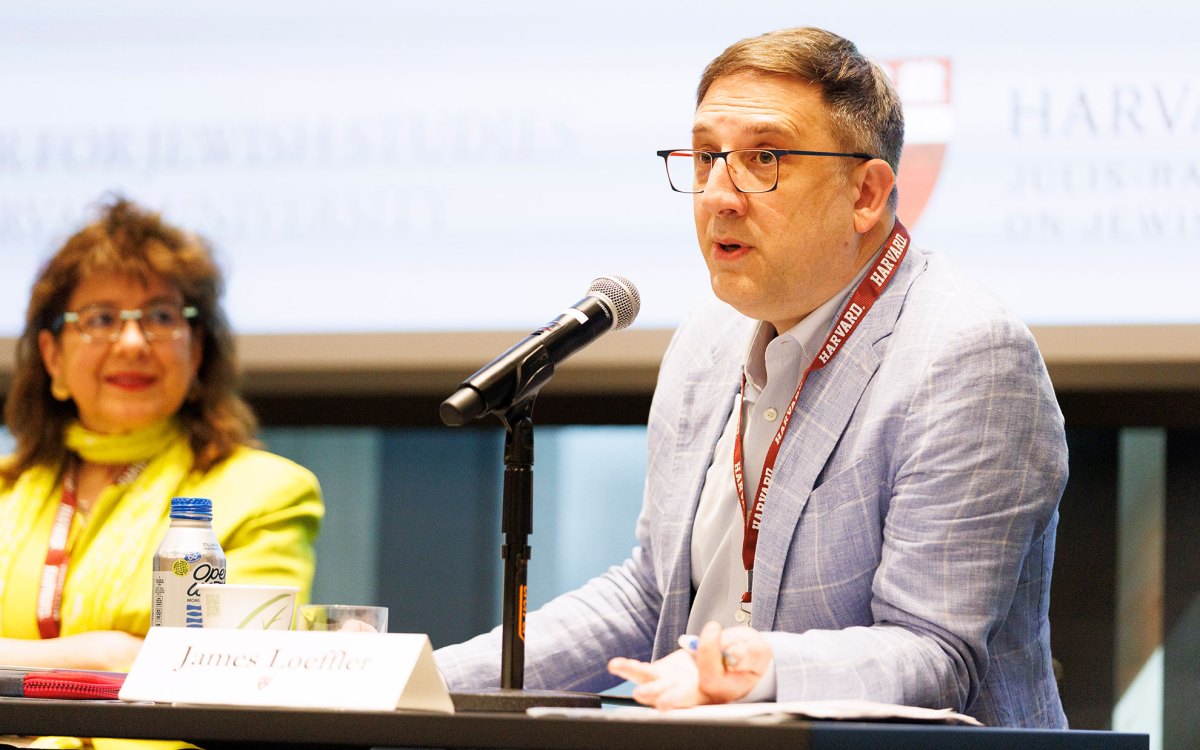 James Loeffler, the Felix Posen Professor in Modern Jewish History at Johns Hopkins University, speaks during a discussion.