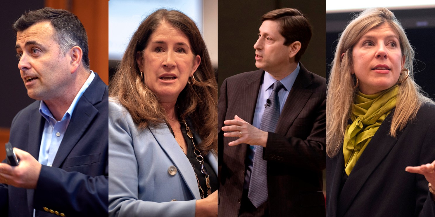 Professor Alberto Cavallo, Senior Lecturer Kristin Mugford, Professor David Moss, and Professor Meg Rithmire, the 2026 Faculty Teaching Award winners.