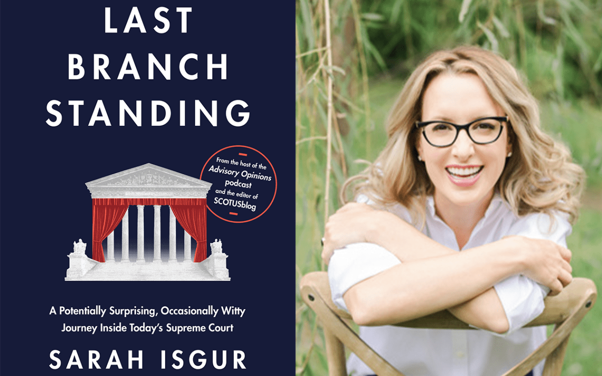 Sarah Isgur portrait and Last Branch Standing book cover.