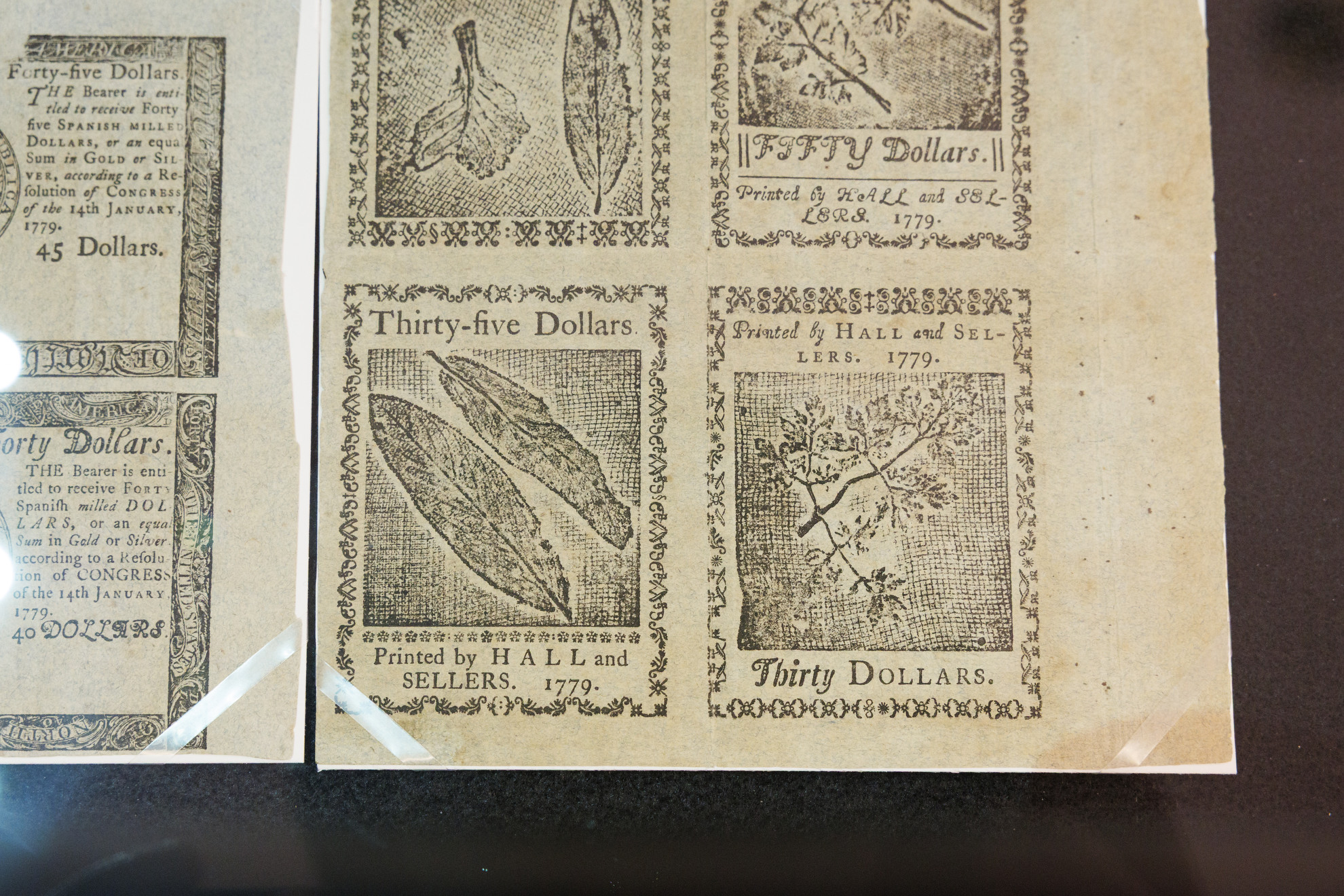 A photo of Continental paper money from 1778 Philadelphia.