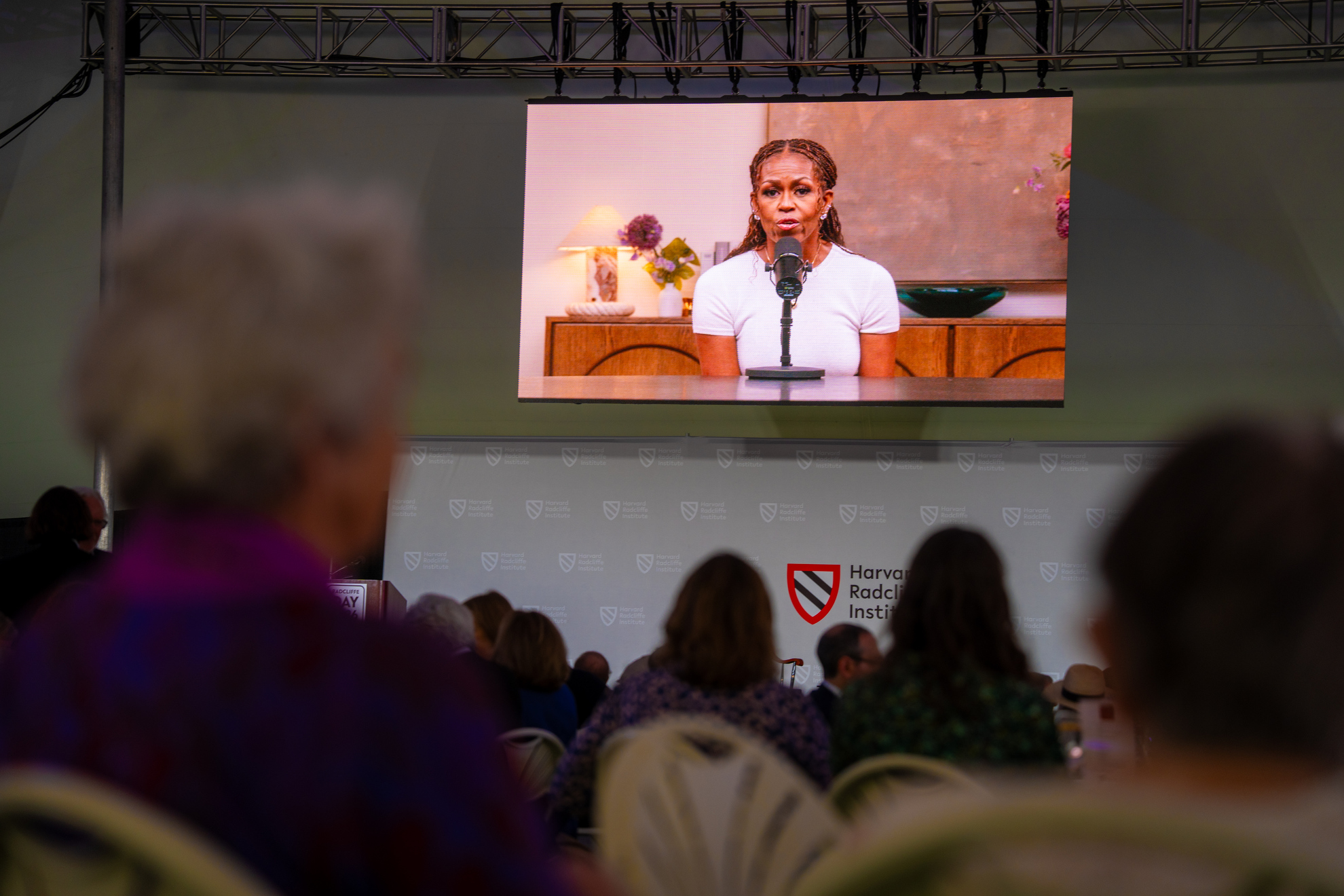 Michelle Obama delivers a video tribute to Ruth Simmons.