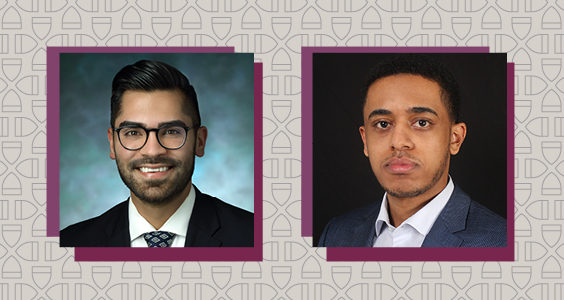 Headshots of Rohan P. Bajaj, MD (MBA 2026) and Biruh Demilew (MBA 2026), recipients of the 2026 Social Entrepreneurship Fellowship.