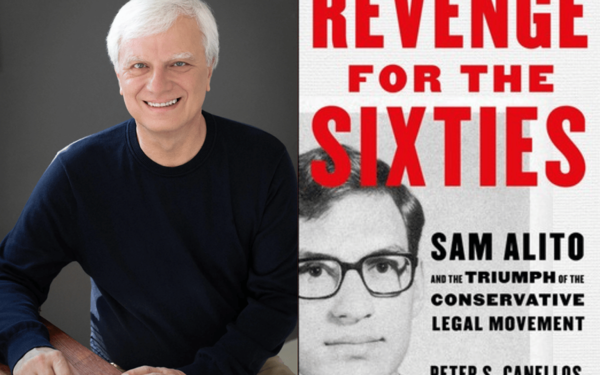 Canellos and book cover for "Revenge for the Sixties"