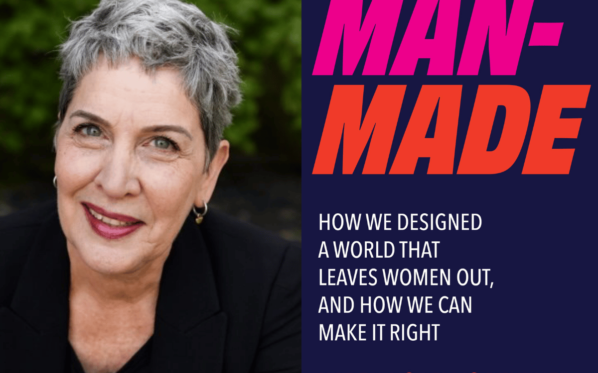 Karen Korellis Reuther and the cover of "Man-Made"