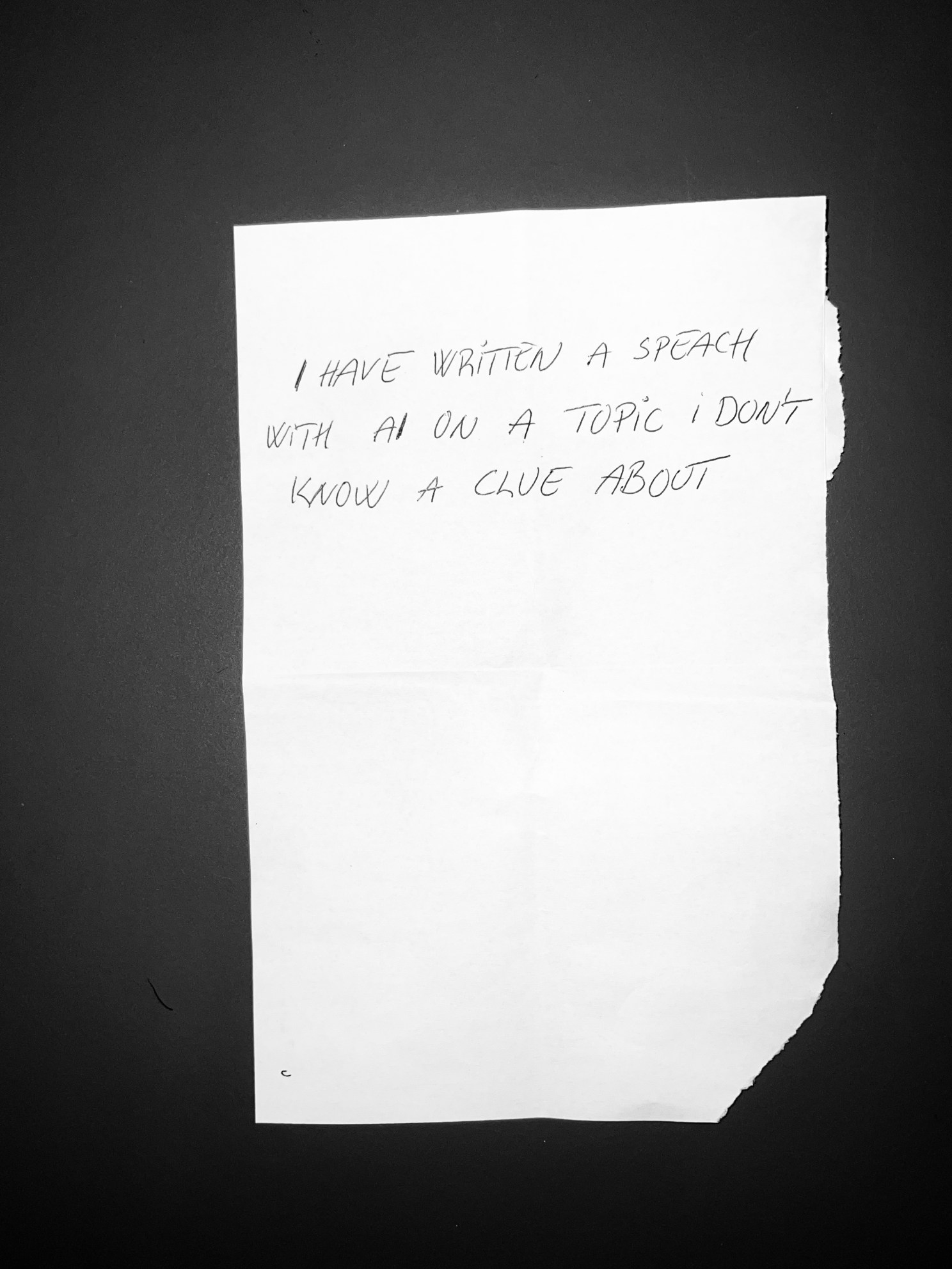 I have written a speach with AI on a topic I don't know a clue about 