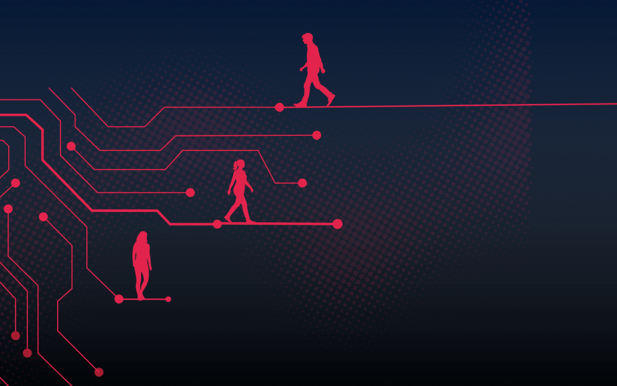 people walking on AI lines