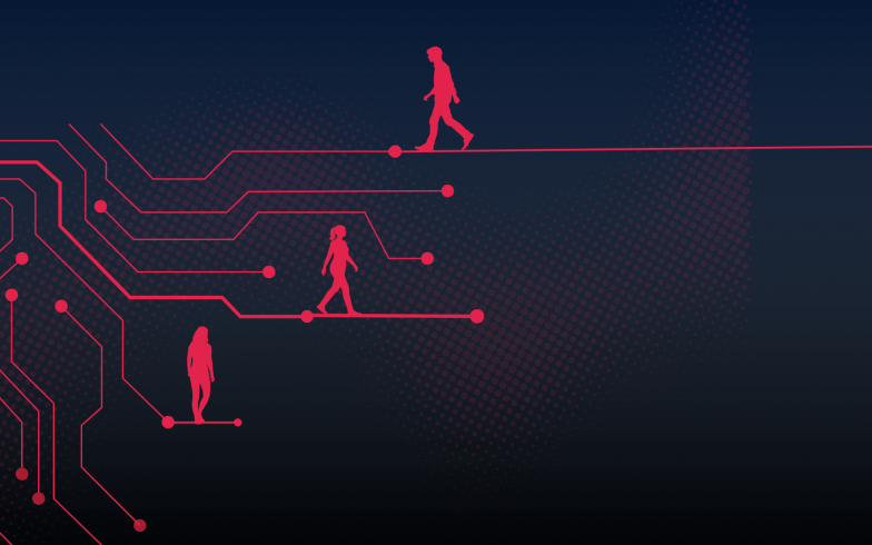 people walking on AI lines
