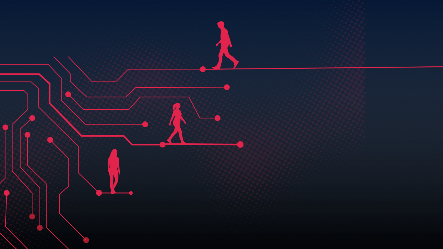 people walking on AI lines