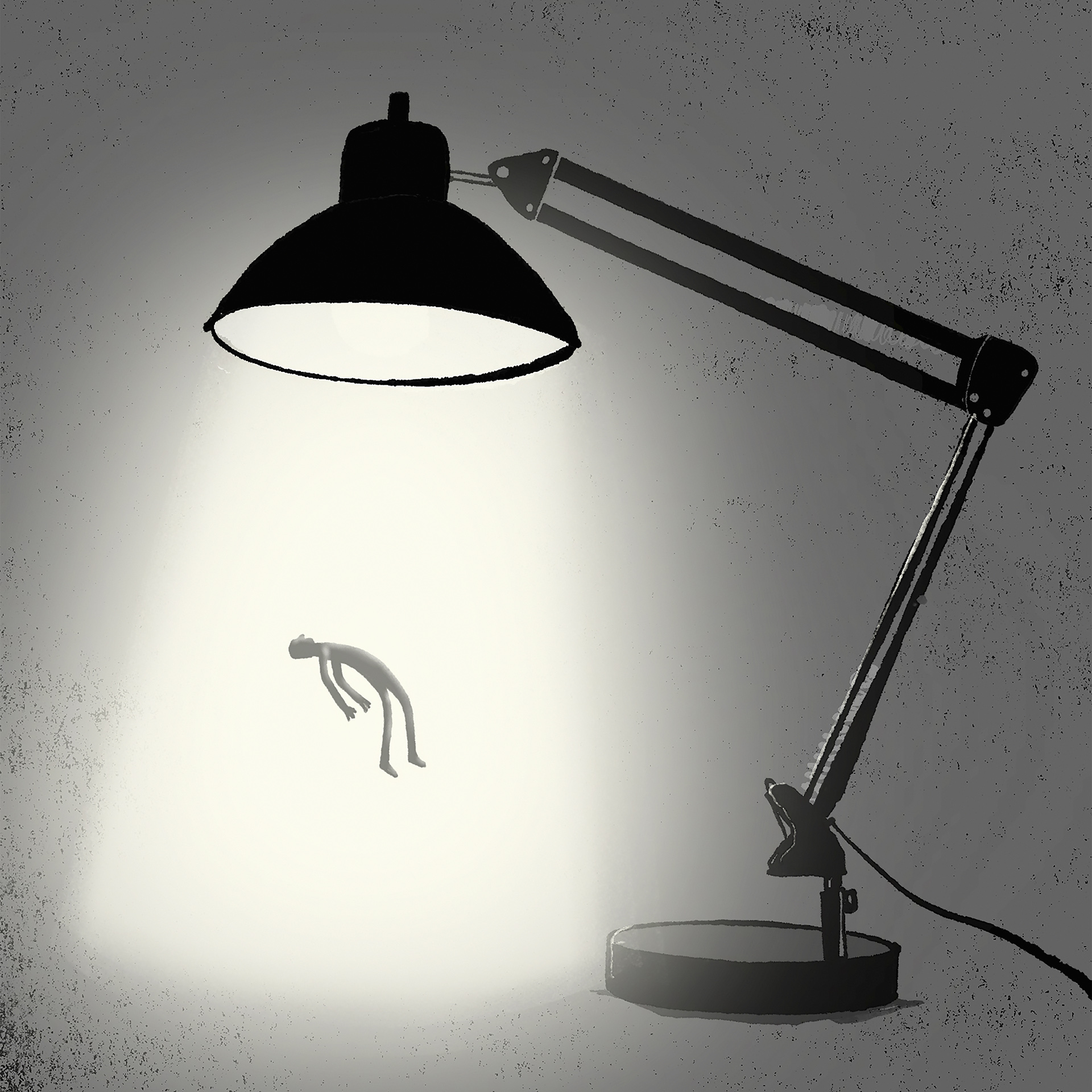 Illustration of desktop lamp light as UFO.
