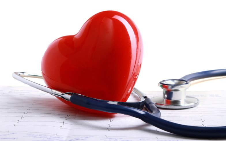 Red heart and a stethoscope.