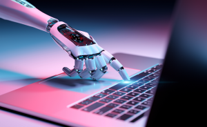 ai hand using keyboard