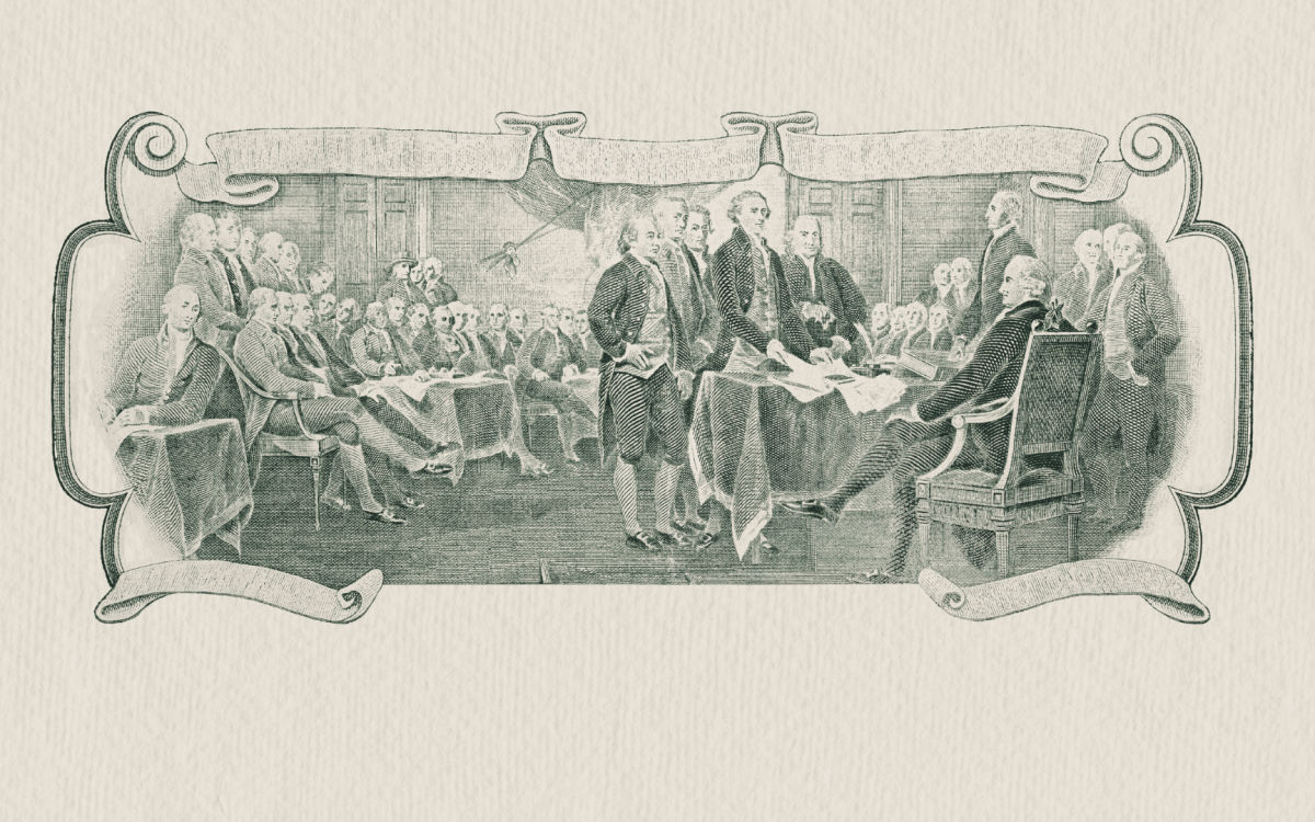 Founding fathers signing Declaration of Independence