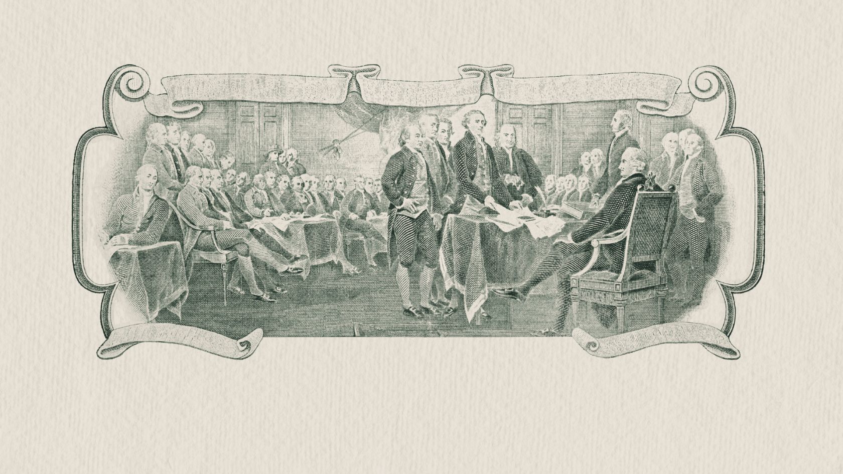 Founding fathers signing Declaration of Independence
