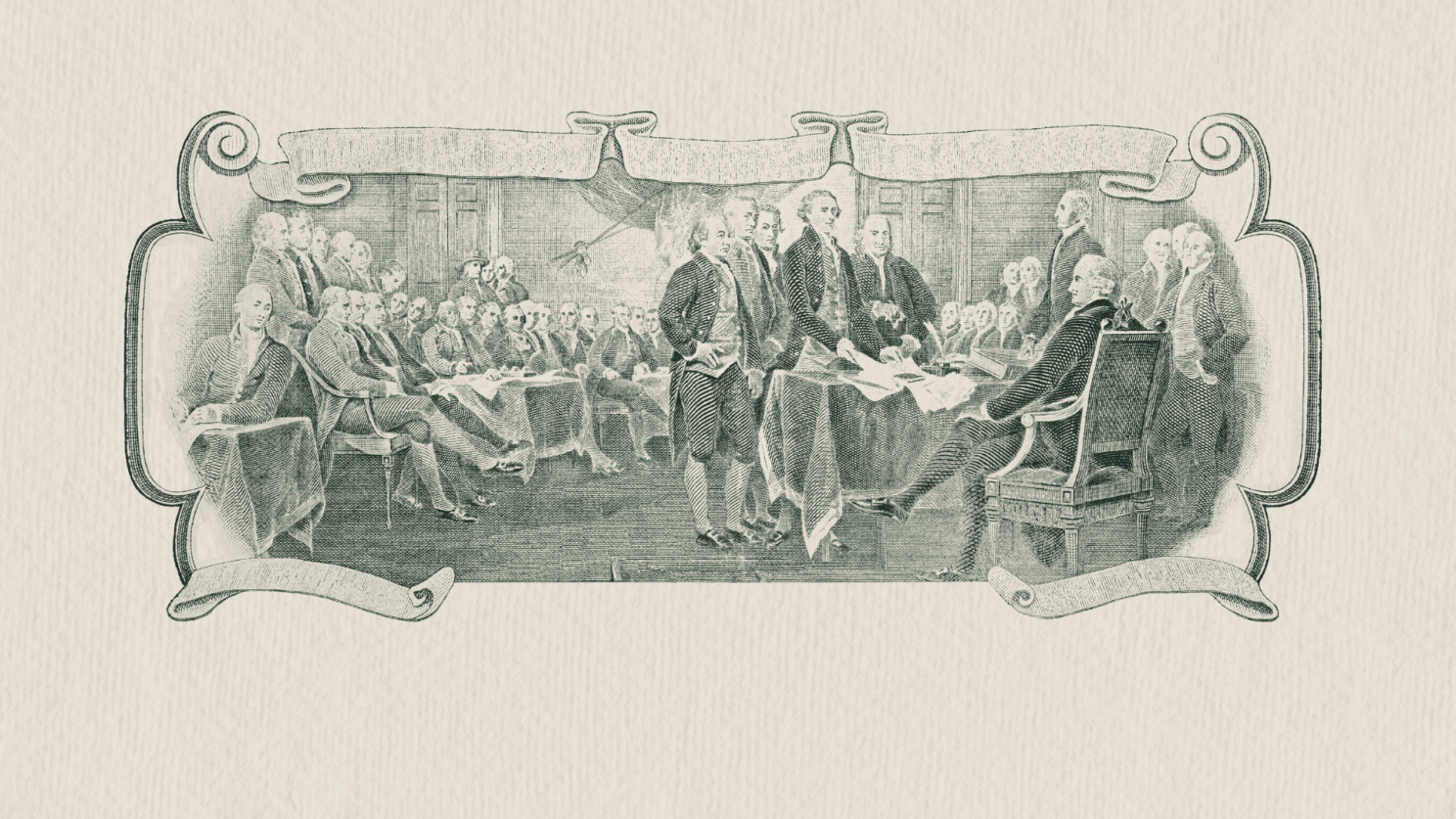 Founding fathers signing Declaration of Independence