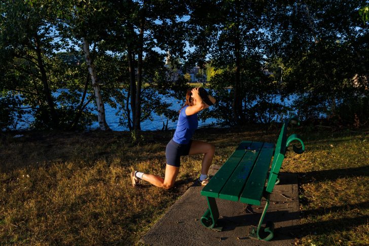 Isabelle Lent exercises along the river.