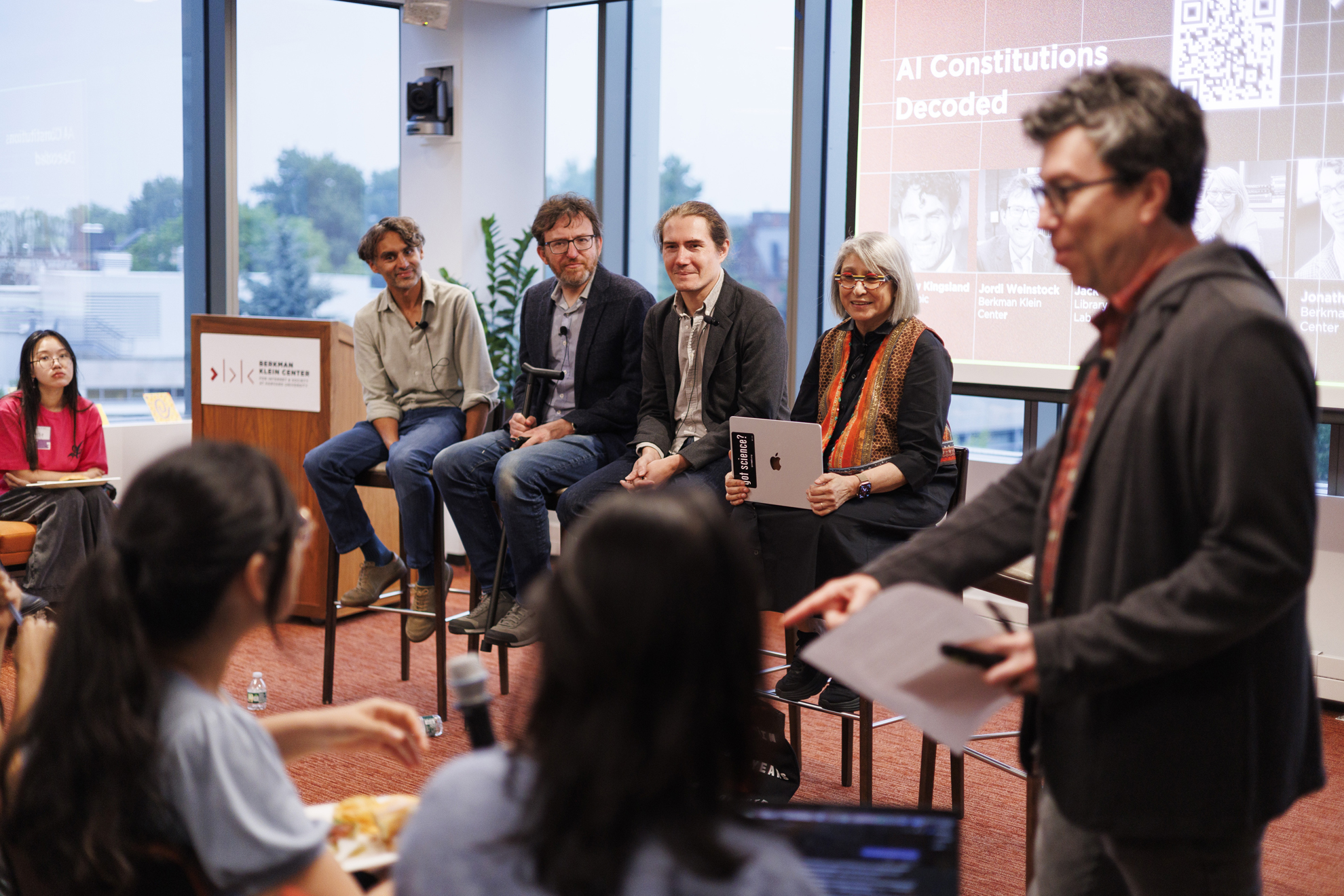 Neerav Kingsland (left), Jordi Weinstock, Jack Cushman, and Mahzarin Banaji. 