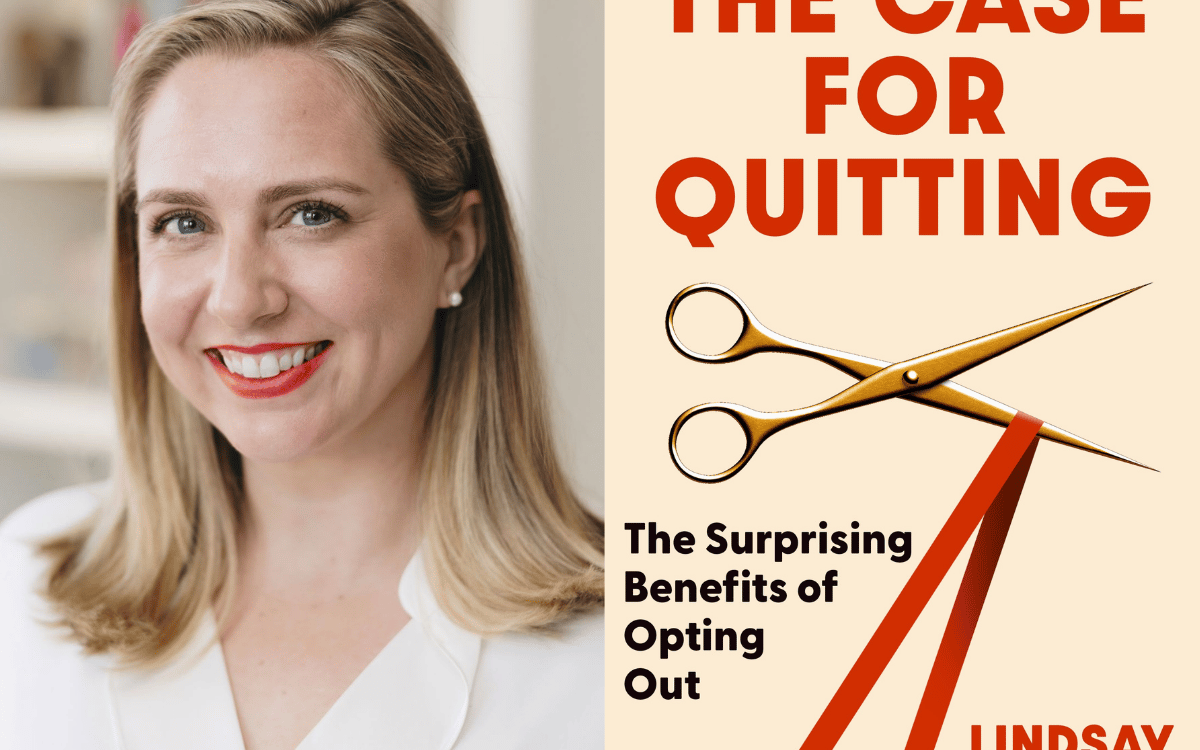 Lindsay Crouse and her book cover "The case for quitting"